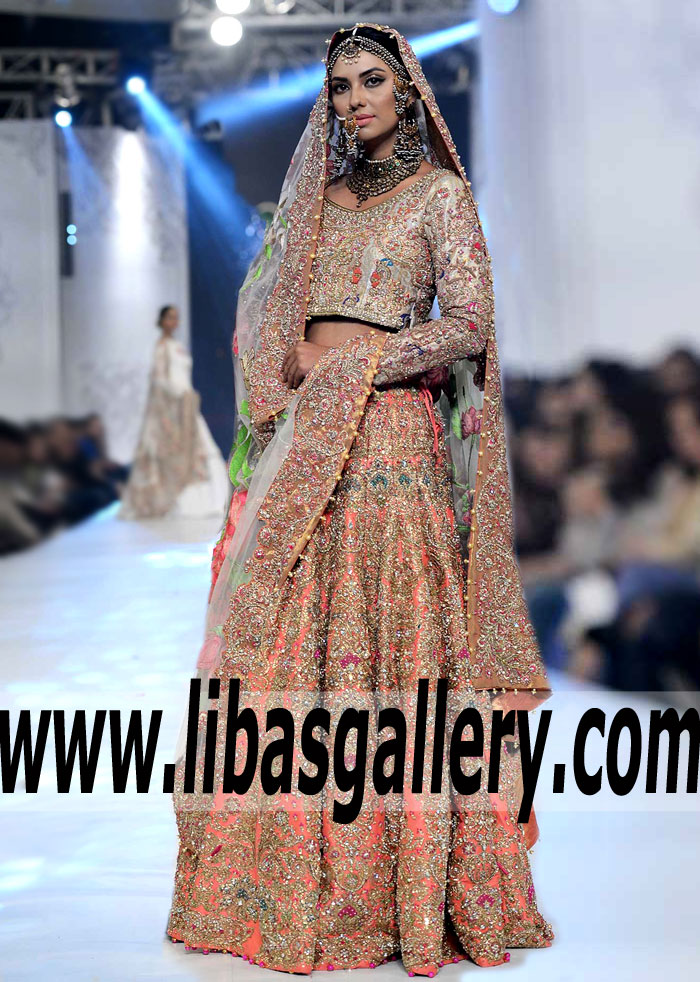 Glamorous Bridal Lehenga Dress with Awesome and Sweet Embellishments for Wedding and Special Occasions