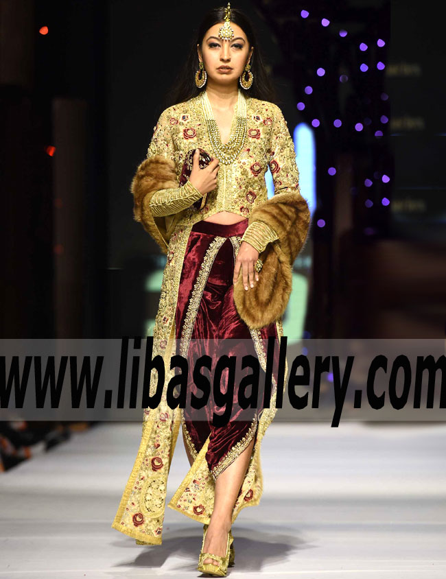 Pakistani Latest Tulip Bridal Outfits Warminster PA Shehla Chatoor Latest Banarasi Jamawar Indian Tulip Shalwar Bridal Dresses Rockville