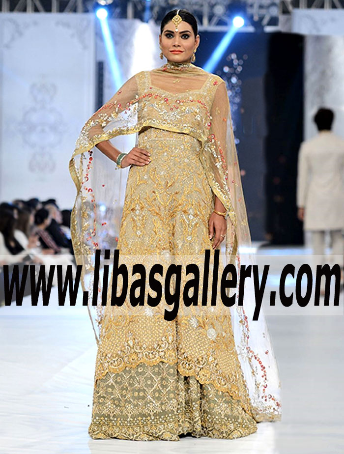 Beautiful Zardoze Work Shirt with Bridal Embroidered Lehenga Dress for Wedding Function