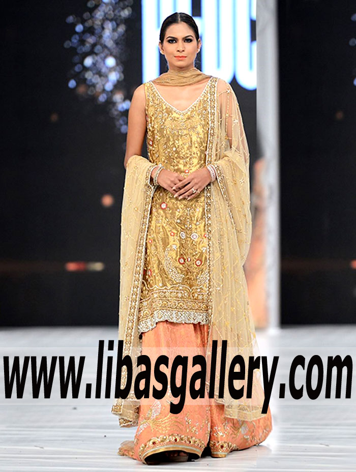 Dazzling Heavy Worked Bridal Wear with Jamawar Embellished Lehnga for Wedding Function