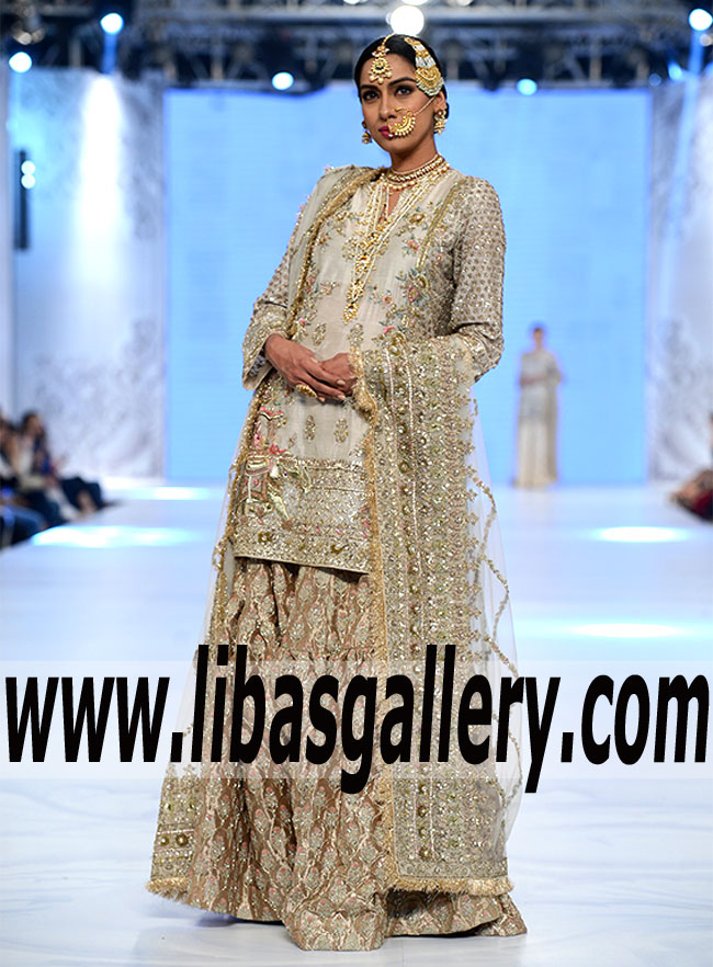 Distinguished Designer Wedding Gharara with Stunning Embellishments for Valima and Reception