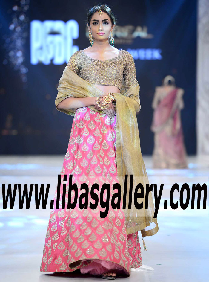 Marvellous Bridal Dress with Beautiful Banarasi Jamawar Sharara for Formal and Special Occasions