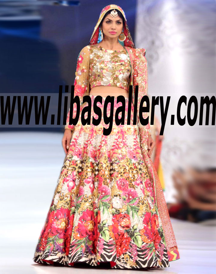 Extremely Surprising Designer Digital floral Print Wedding Lehenga for Valima and Reception