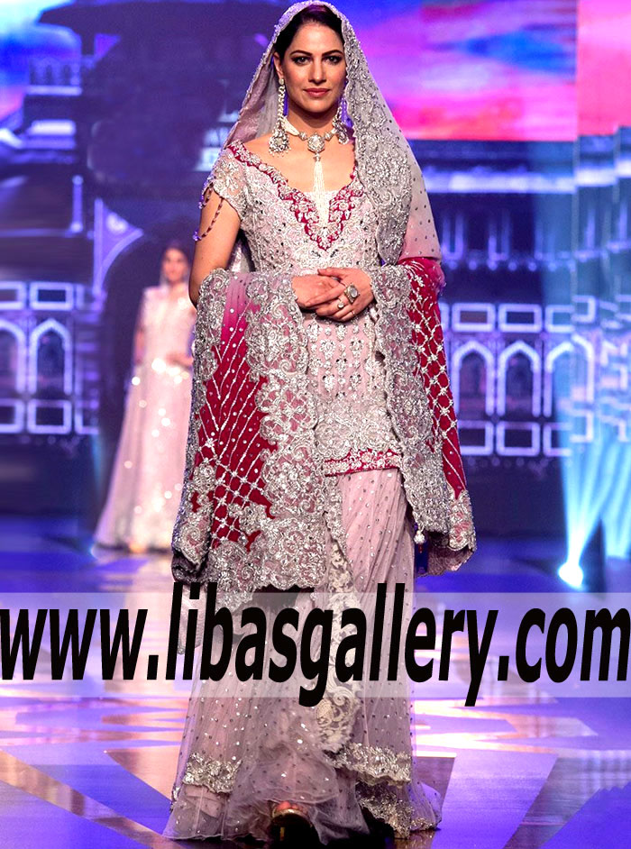 Sublime Designer LILAC AND MAGENTA Bridal Sharara for Walima Event