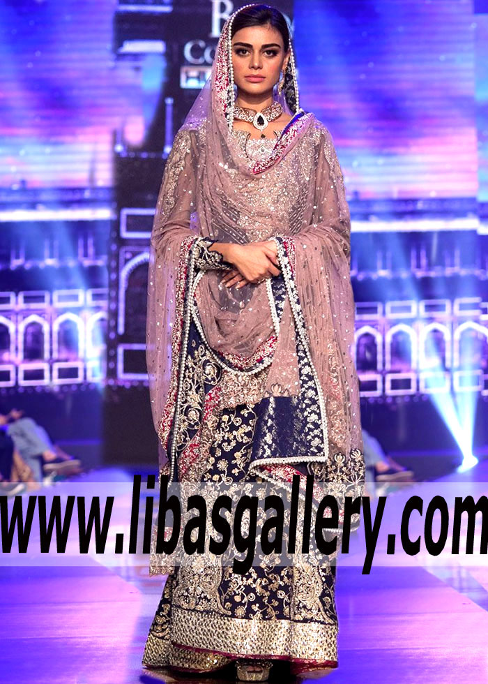 Illustrious Designer INDIGO AND LILAC Bridal Wear for Valima or Reception