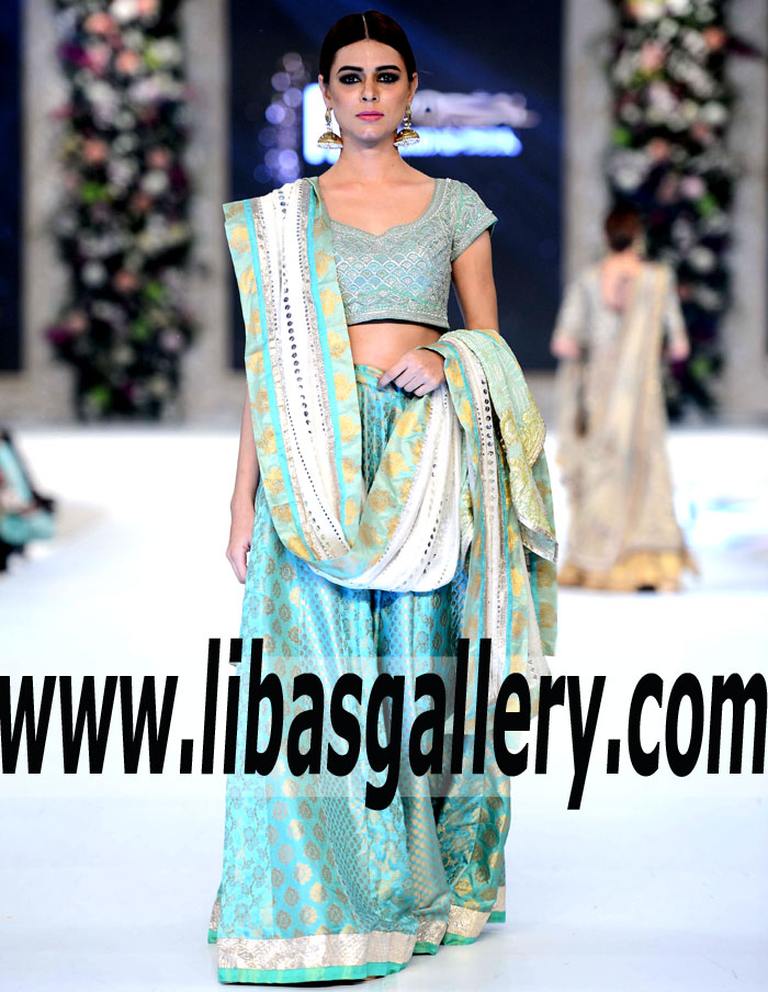Modern Style Wedding Dress with Flared Lehenga Skirt for Wedding and Special Occasions