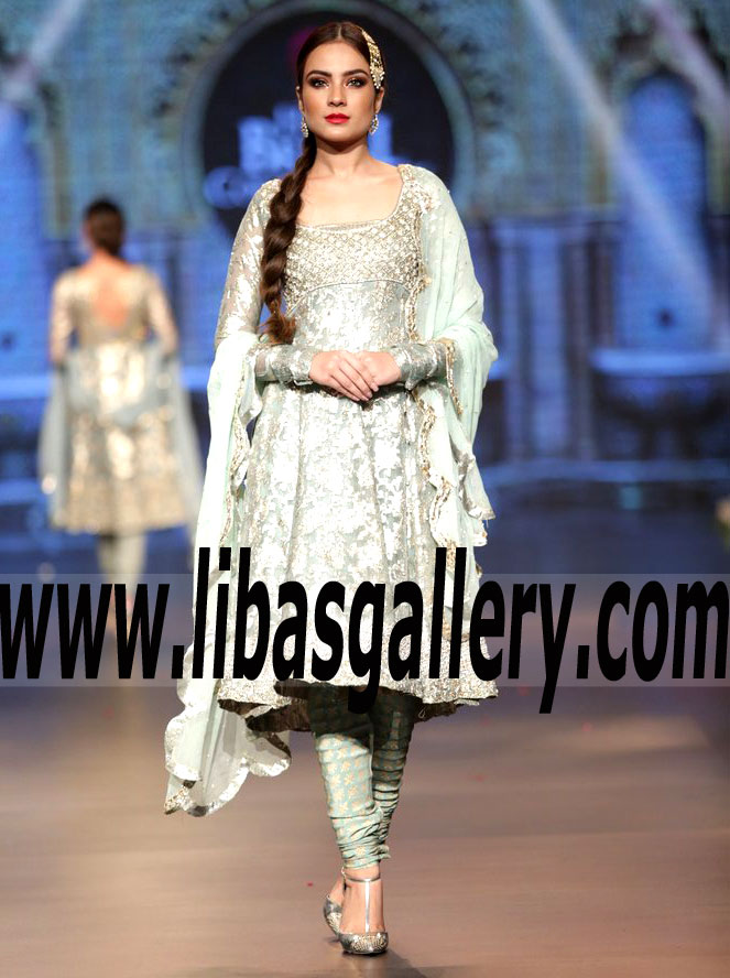 Sparkling Mint Celosia Madhuballa Bridal Anarkali 