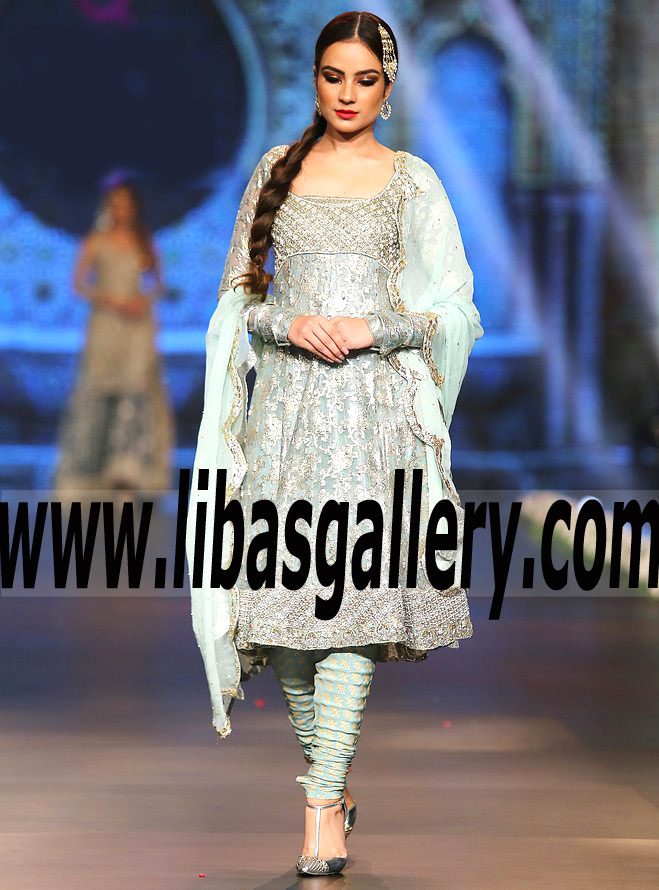 Sparkling Mint Celosia Madhuballa Bridal Anarkali 