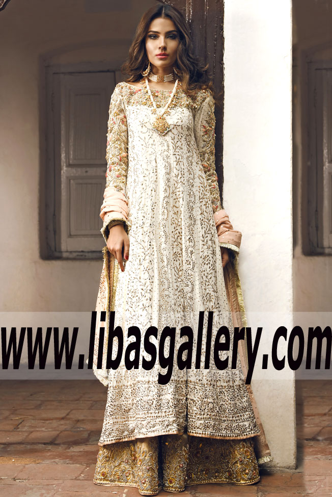 Fabulous Pearl Campanula Bridal Anarkali
