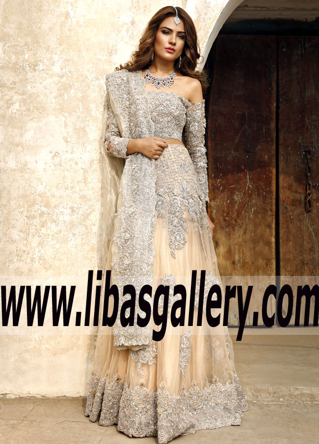 Luxurious Wheat Eustoma Bridal Lehenga