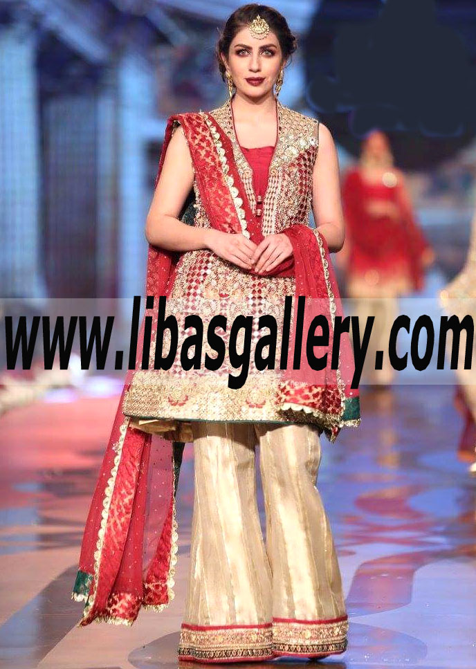 Wonderful Red Dahlia Wedding Anarkali