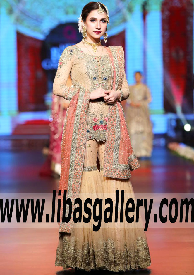 Gorgeous Peach puff Dahlia Gharara