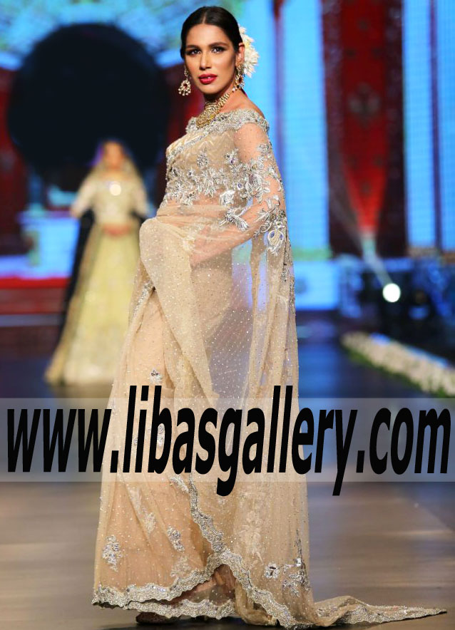 Beautiful Deep Champagne Galinsoga Saree
