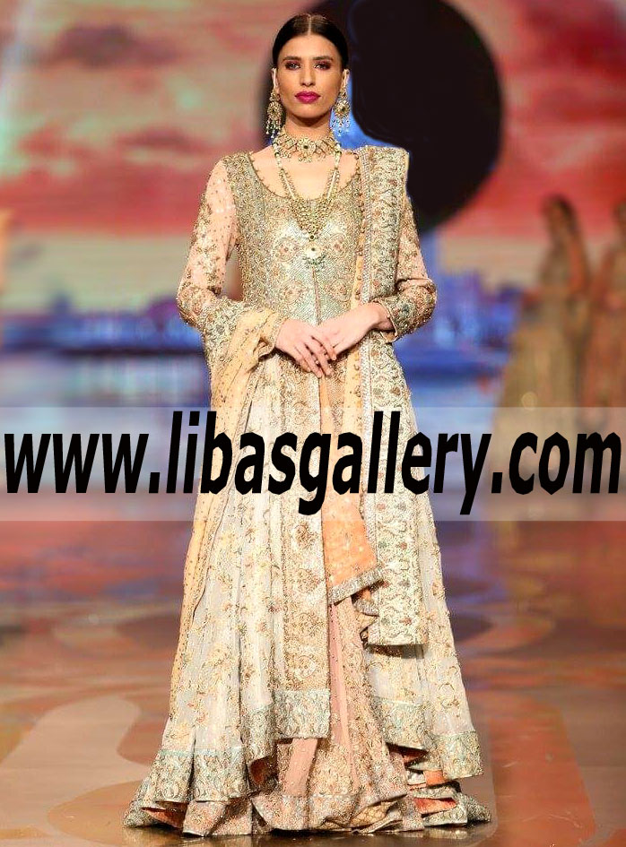 Heavenly Splashed White Bridal Anarkali