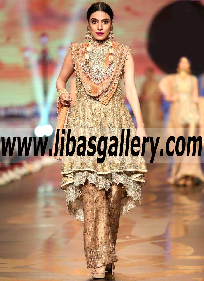 Exclusive Vegas gold Ipomopsis bridal Anarkali