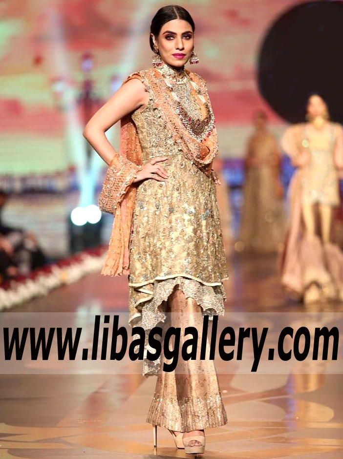 Exclusive Vegas gold Ipomopsis bridal Anarkali