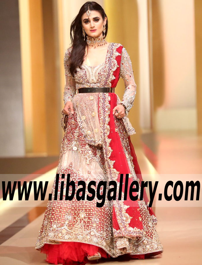 Exquisite Misty Rose Gomphrena Bridal Lehenga