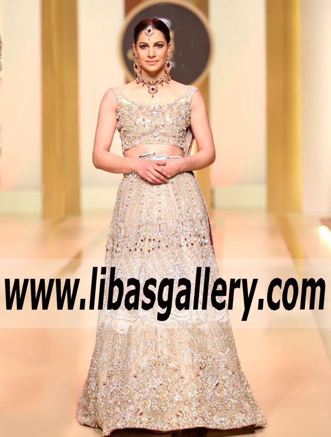 Ravishing Lemon chiffon Gerbera Bridal Lehenga