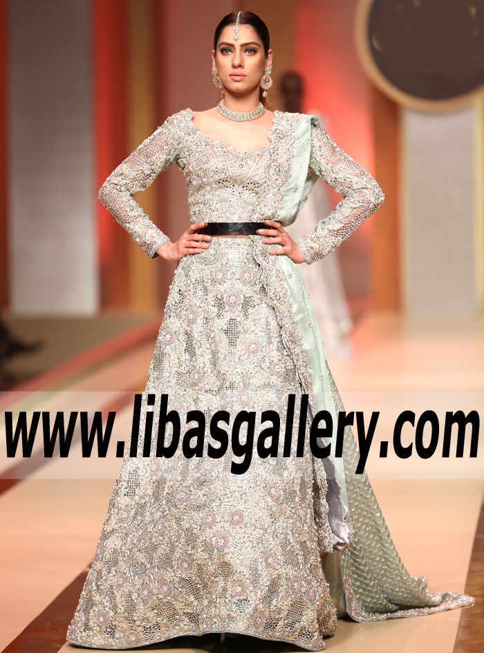 Glamorous Aquamarine Dianthus Bridal Gown