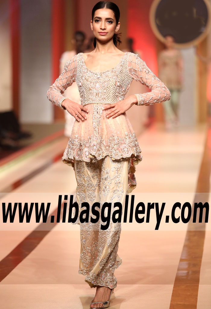 Tantalizing Apricot Campanula Wedding Peplum