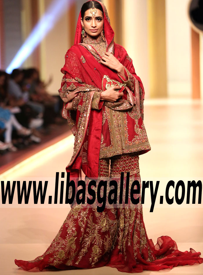 Classy Cornell Red Hydrangea Wedding Gharara