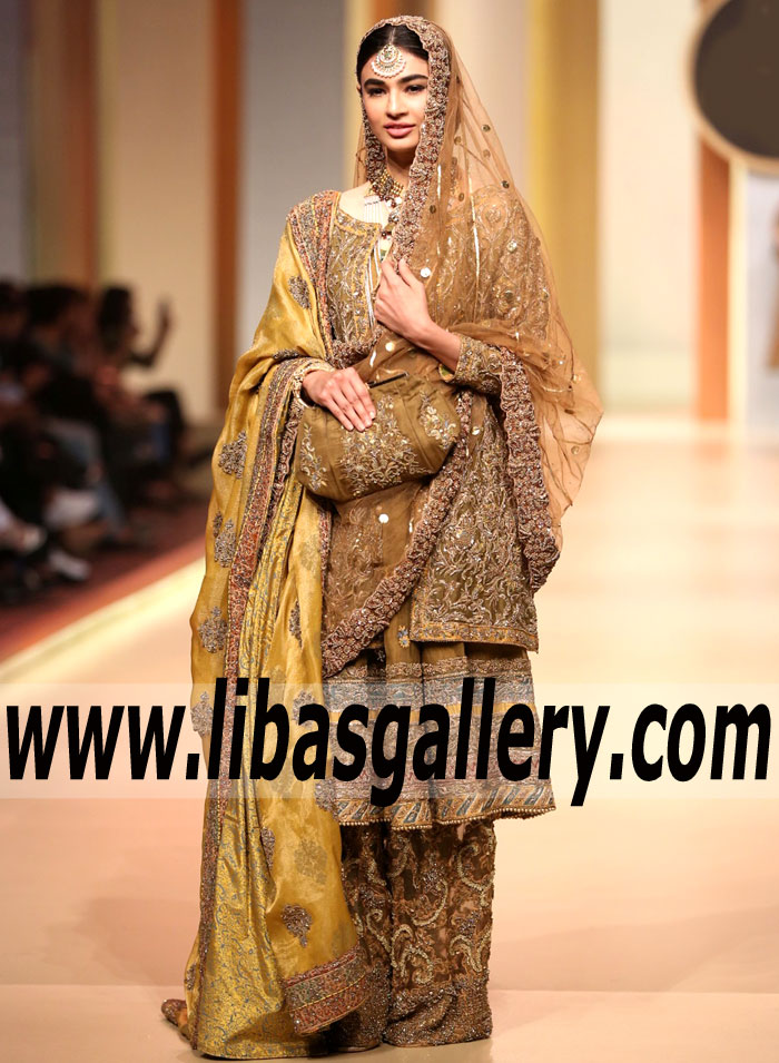 Spectacular Dark Fallow Gladiolus Bridal Anarkali Gown