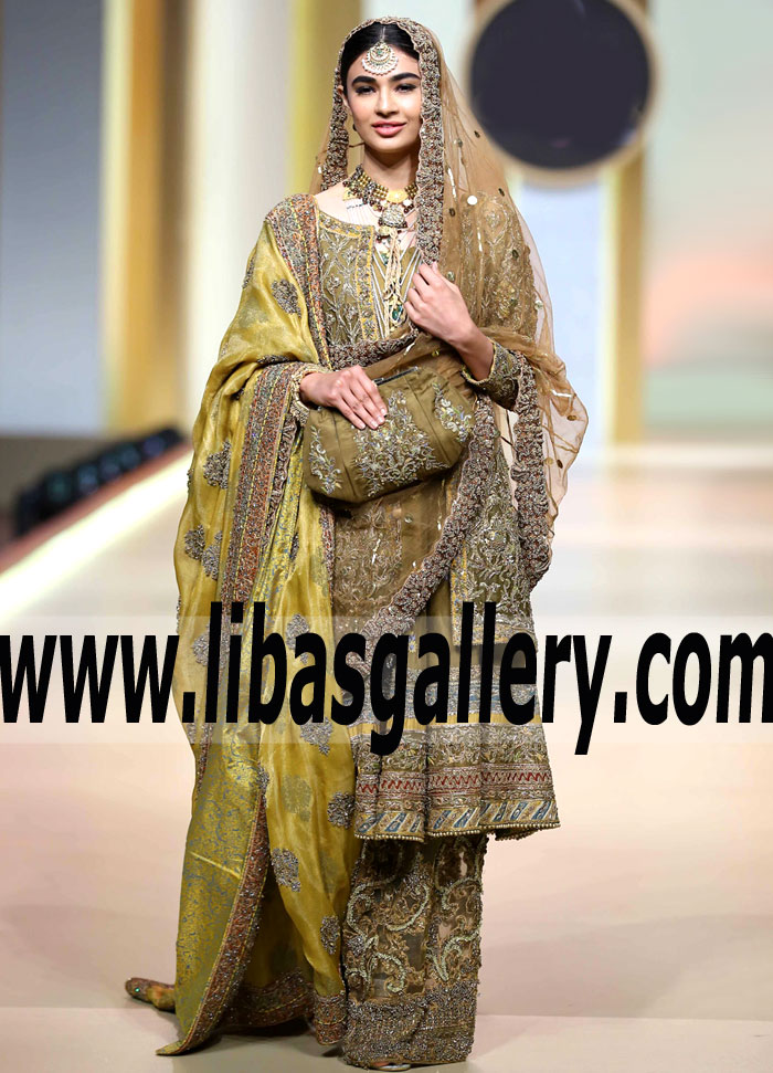 Spectacular Dark Fallow Gladiolus Bridal Anarkali Gown