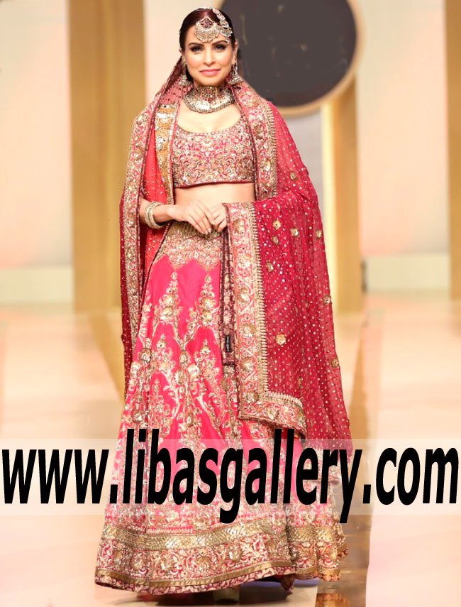 Classic Red Eucharis Bridal Lehenga Choli