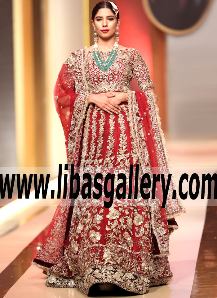 Breathtaking Traditional Red Hippeastrum Wedding Lehenga