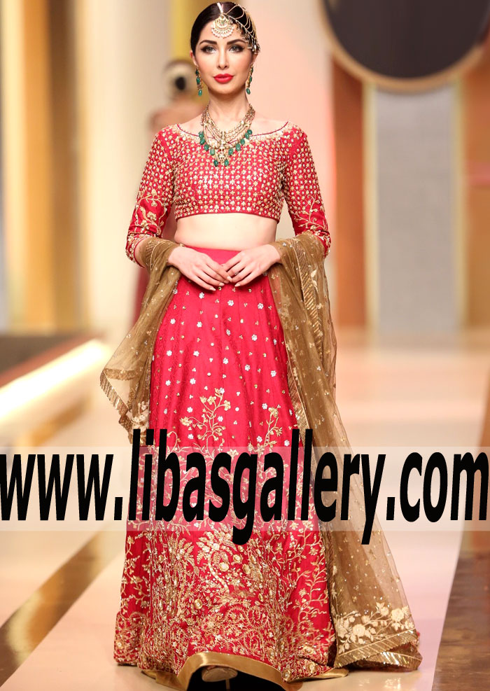 Glamorous Red Aster Bridal Lehenga Choli