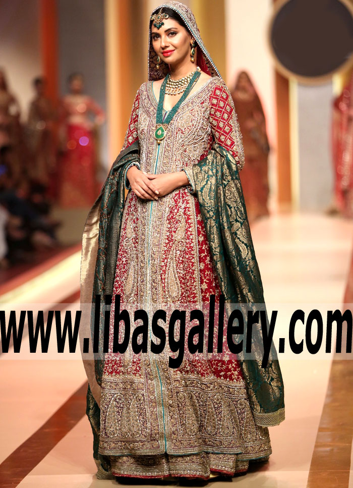Magnificent Red Dahlia Bridal Wear Lehenga