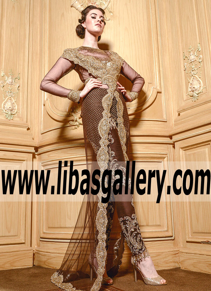 Spectacular Caput Mortuum Viceroy Overlap Gown