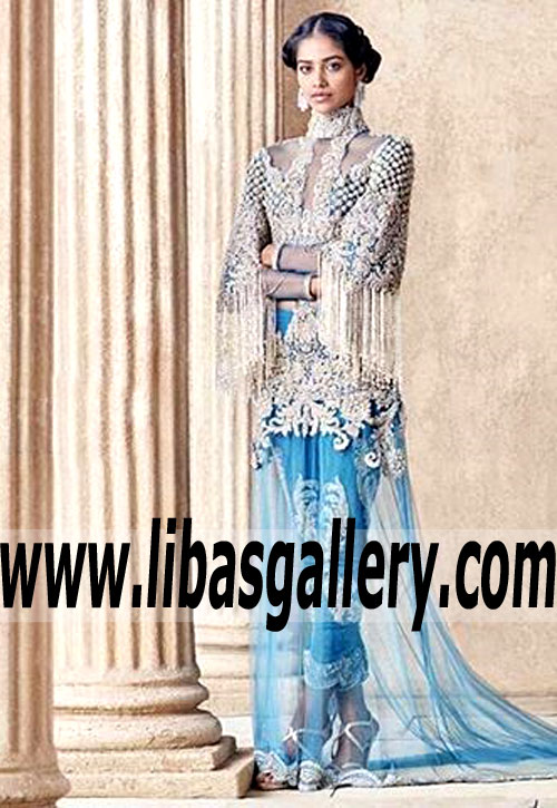 Splendid French Blue Viceroy Party Wear