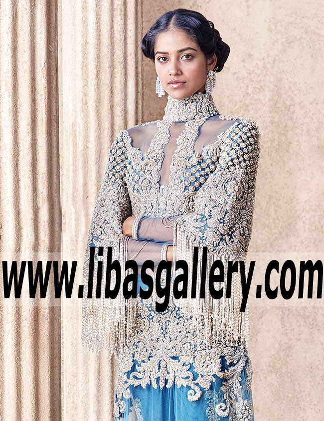 Splendid French Blue Viceroy Party Wear
