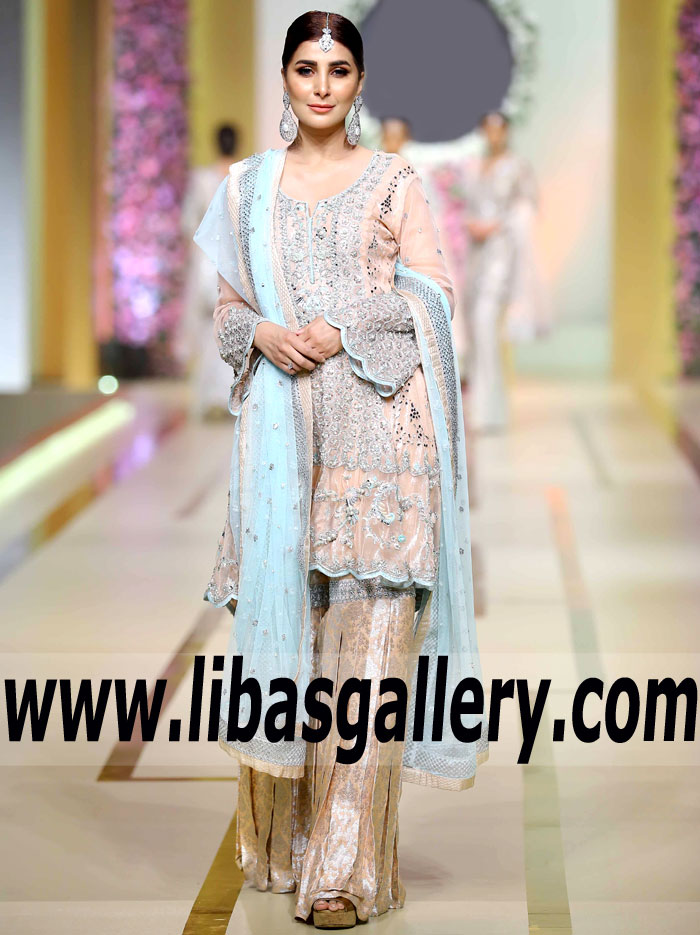 Sana Abbas Wedding Dresses Alexandria Virginia USA Sana Abbas Formal Wear Gharara for Pakistani Weddings