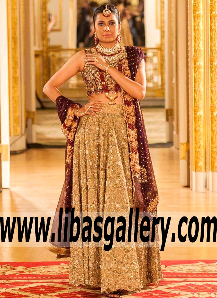Majestic Cranberry Gerbera Wedding Lehenga Choli