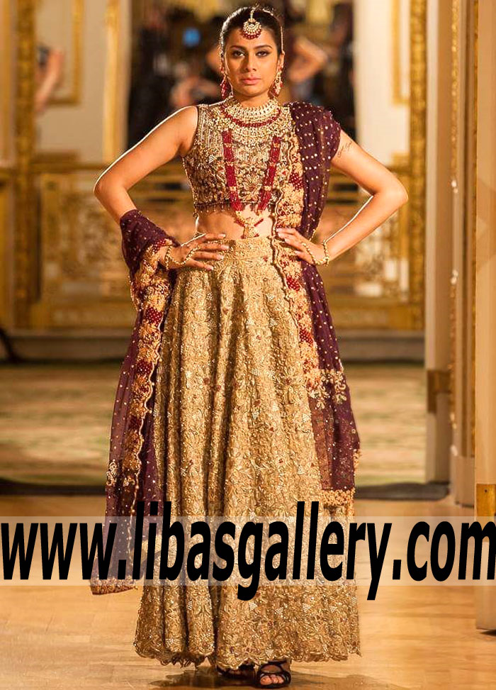 Majestic Cranberry Gerbera Wedding Lehenga Choli