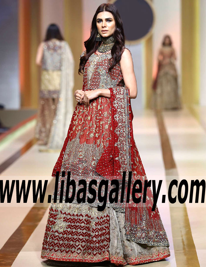 Whimsical Carnelian Amorpha Wedding Anarkali