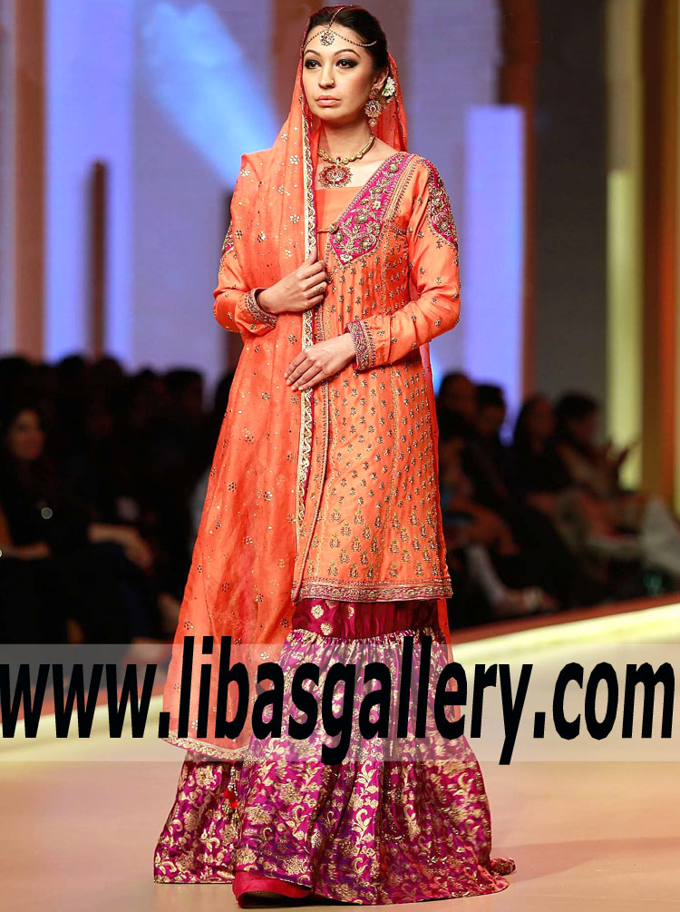 Fabulous Orange Carnation Bridesmaid Gharara