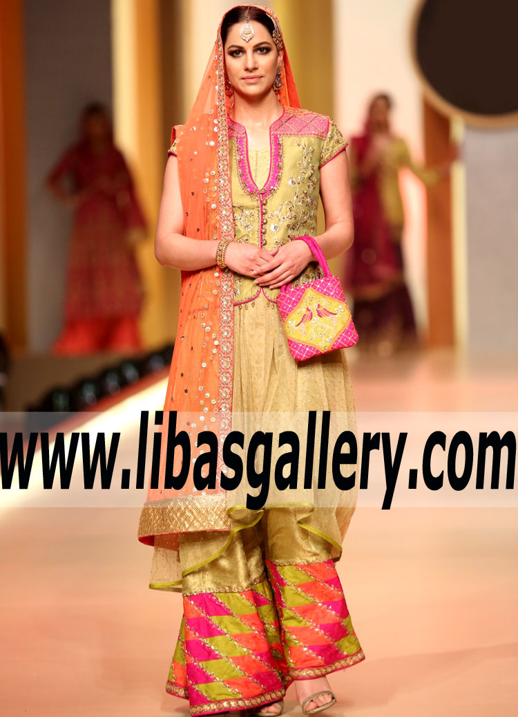 Classy Lime Zinnia Bridal Anarkali Dress