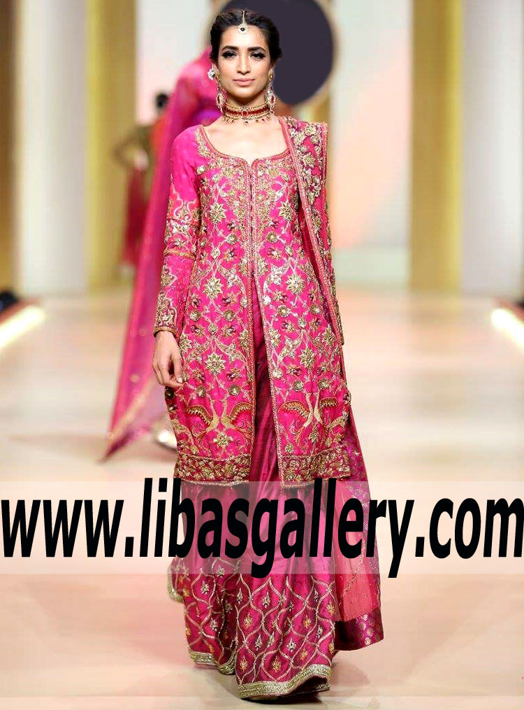 Desirable Magenta Matsumoto Aster Bridal Gharara