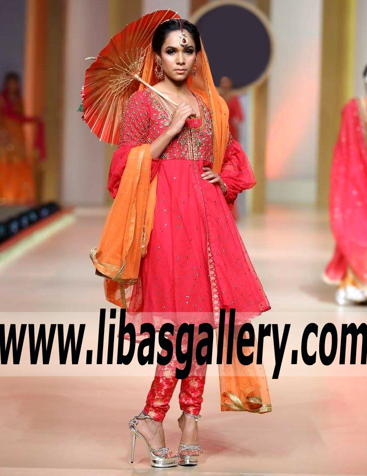 Whimsical Amaranth Eustoma Party Anarkali Dress