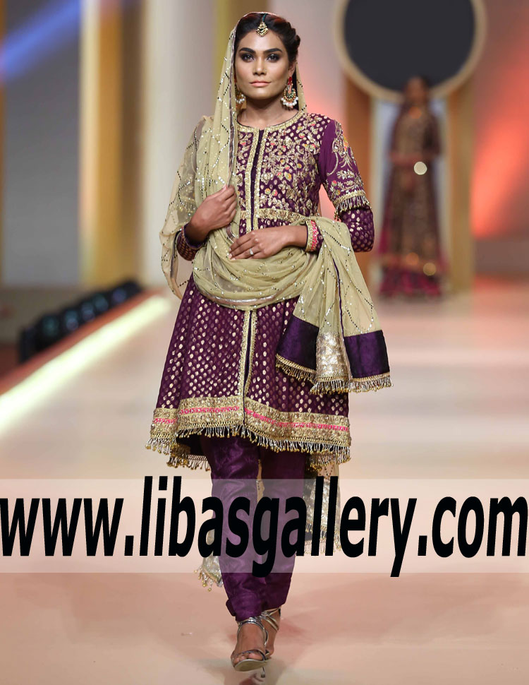 Contemporary Dark Plum Scabiosa Bridesmaid Anarkali