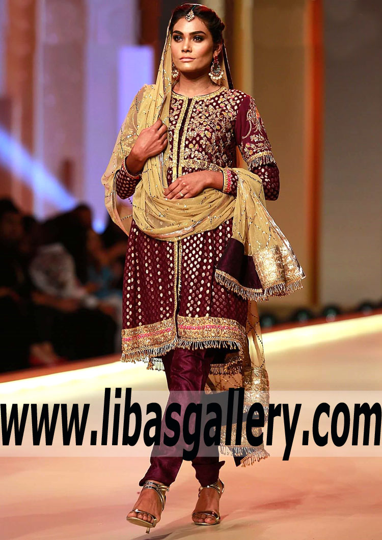 Contemporary Dark Plum Scabiosa Bridesmaid Anarkali