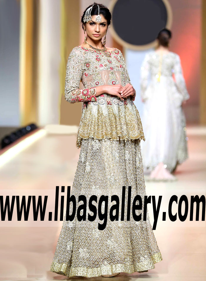 Delightful Peplum Top with Lehenga Latest Pakistani Wedding Dresses Trend Rizwan Ahmed Ajman UAE New Arrivals