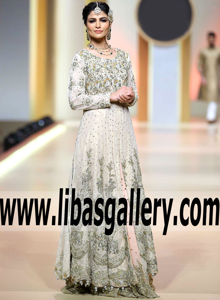 NEW Marvelous Off White Asclepia Bridal Anarkali