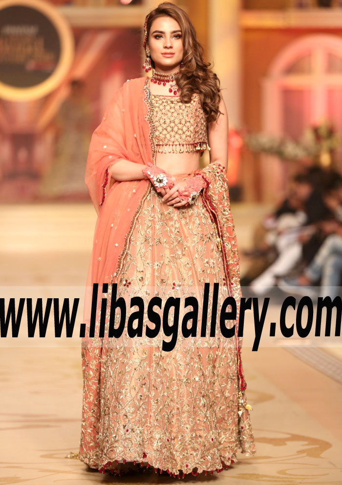 Exquisite Atomic Tangerine Dahlia Wedding Dress