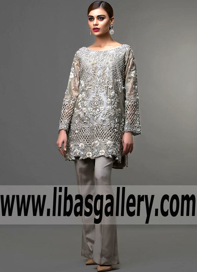 Stylish Grey Arum Short Party Dress