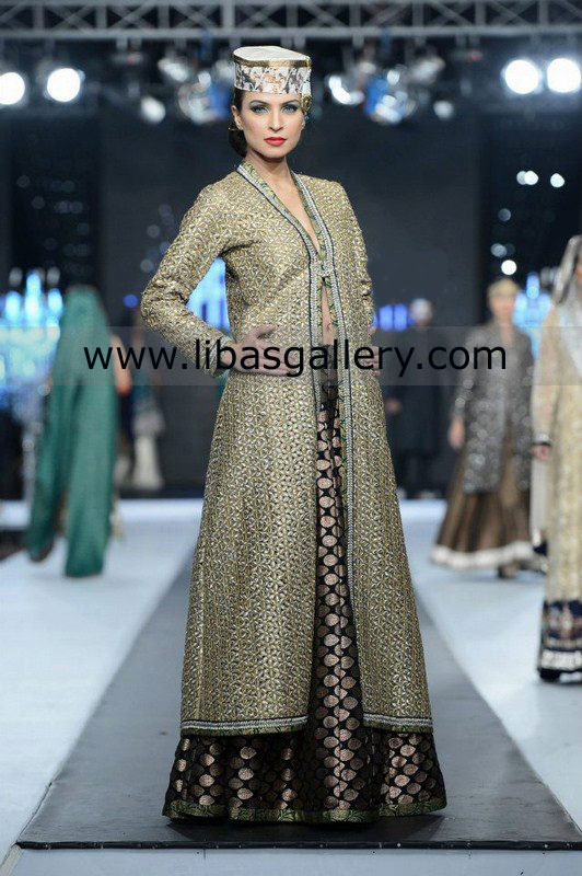 Nida Azwer Embroidered Bridal Sharara Designs 2013-2014,Nida Azwer Wedding Bridal Lehenga Choli, Sharara Shops in New York, Hicksville, NY