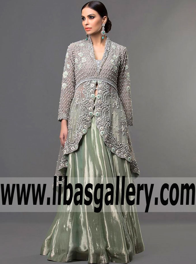 Stunning Trolley Grey Amorpha High-Low Hem Anarkali